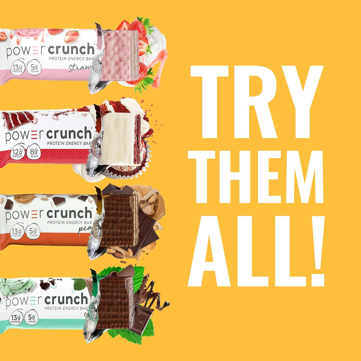 power crunch whey protein bars strawberry cream 1.4 oz 12 count high protein snacks