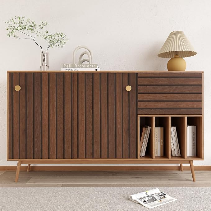 VEELIKE Walnut Wooden Slat Wallpaper Peel and Stick Waterproof Dark Wood