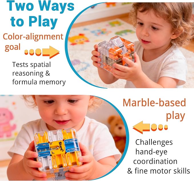 3D Rolling Ball Maze Cube Puzzle - Maze Cube for Kids Labyrinth 3D Puzzle Maze Cube Ball Twist Roll Brain Teaser Toys, Cultivate Logical Thinking for Puzzle Cube Gift for Adults Teens Kids (Green)