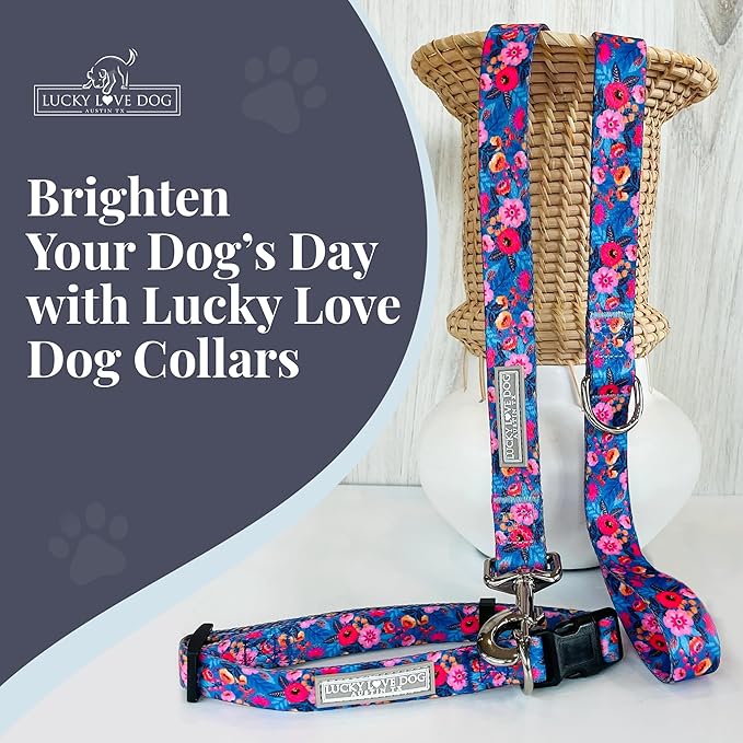Lucky Love Dog - Adjustable Dog Collar with Easy Click Buckle for Large Dogs, Durable, & Comfortable Collar for Male & Female Dogs, Pet Collar for Puppies & Adult Dogs - Zuzu, Large