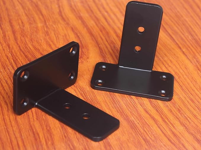 8 Pack - 3 inch Black Hidden L Shelf Bracket Iron Floating Shelf Brackets