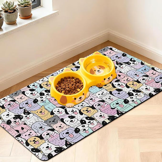 Pet Feeding Mat for Floors Waterproof Dog Mat for Food and Water Absorbent Quick Dry Non Slip mat for Cat Bowls