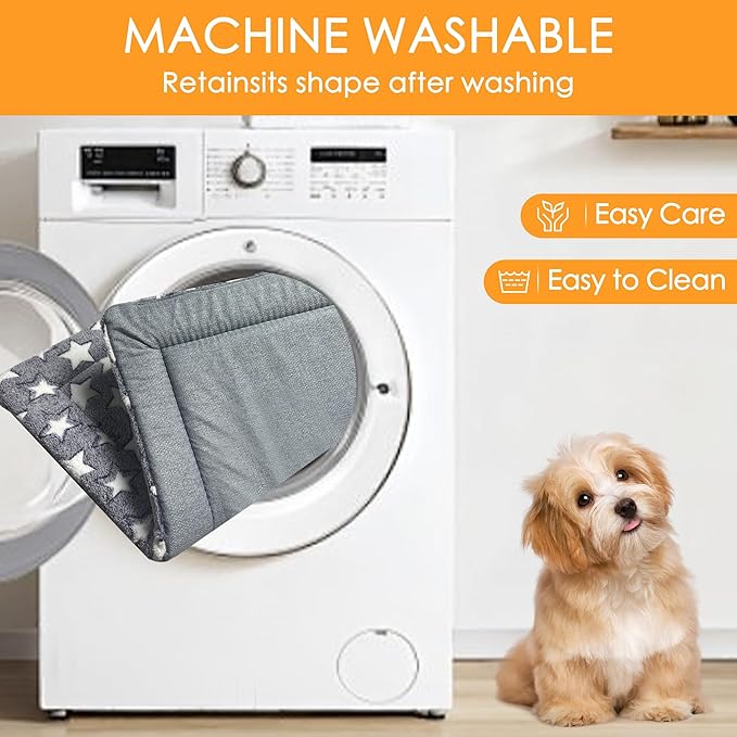 Washable Dog Bed Plush Orthopedic Outdoor Crate Mat with Non-Slip Bottom,Luxe Soft Kennel Pad for Pets, Cozy Cage Cushion & Pet Sleeping Mattress Large Sized,Medium,Small Dogs,24 x 18 inch,Gray