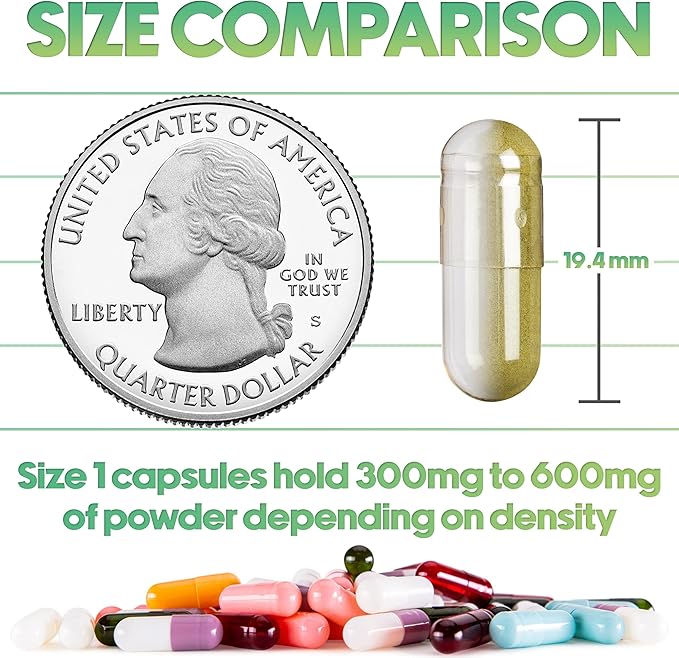 XPRS Nutra Size 1 Empty Capsules - 1000 Count Empty Gelatin Capsules - Pills DIY Capsule Filling - Pure Bovine Pill Gel Caps for Do-It-Yourself Supplements (White)