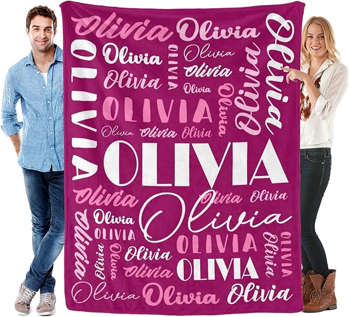 Name Blanket Personalized Blanket for Adult Kids Flannel Customize Throw Blanket Custom (Color 30, 40 x 50 Inches)