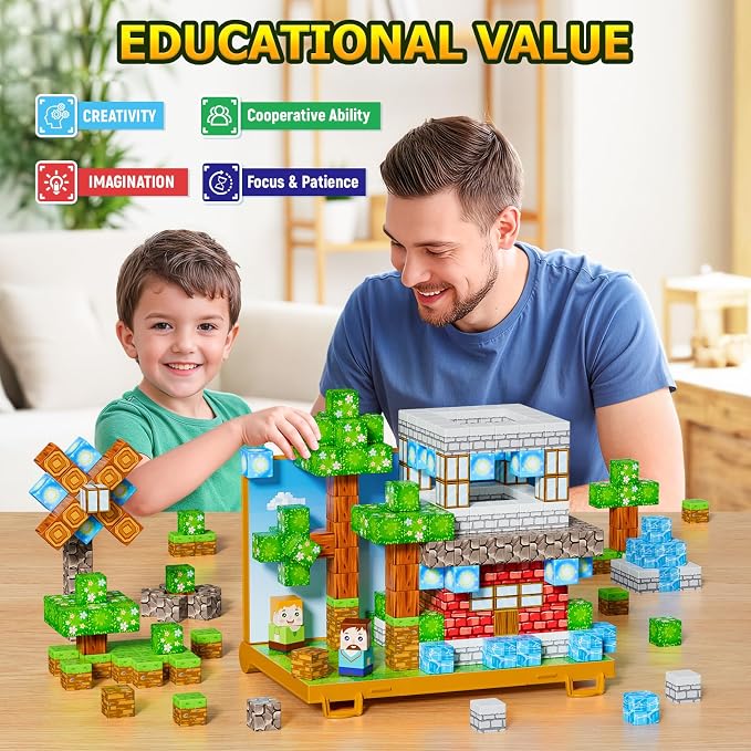 Magnetic Blocks, Magnetic Building Blocks,STEM Constructions Magnet Blocks for Kids, Boys and Girls Age 3+ Years Old, Building Toys Gifts for Kids 84PCS 1" Large Size