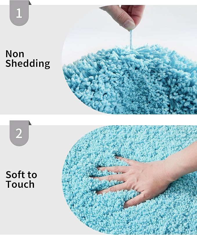 Bathroom Rug 20x32 Non Slip Fluffy Teal Bath Mat for Bathroom Floor Washable Plush Luxury Bath Rug for Tub Soft Shaggy Absorbent Shower Sink Mat