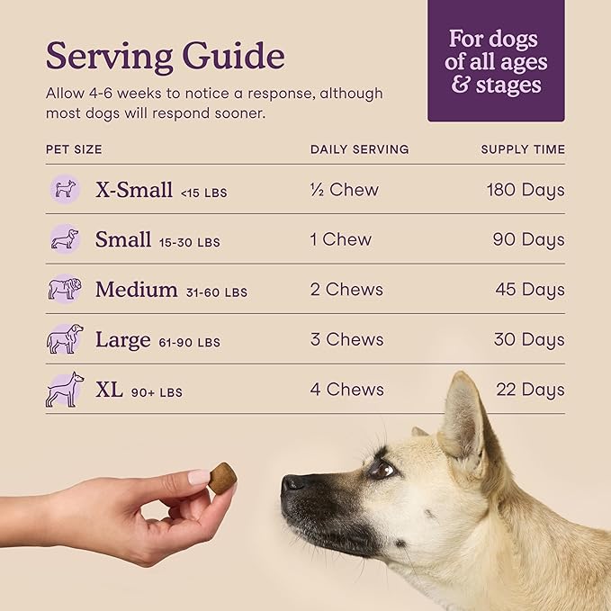 Fera Pets Dog Calming Chews with Ashwagandha & Priome® Mental Wellbeing Postbiotic Blend - Supports Anxiety Relief - Promotes Relaxation - 90 Soft Chews
