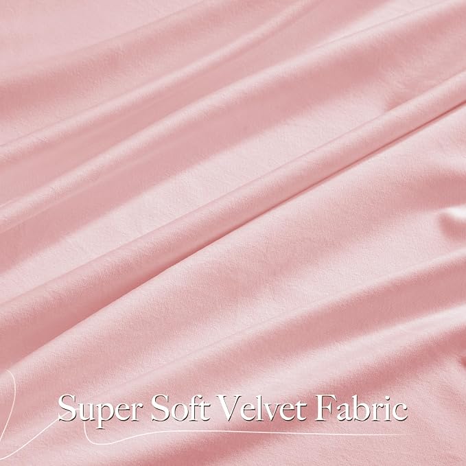 NICETOWN Baby Pink Velvet Curtains 96 inch Length, Room Darkening Thermal