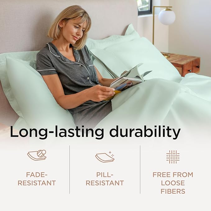 Threadmill Sheets for Twin XL Mattress | 600 Thread Count Twin XL Bed Sheets Set with 15” Deep Pocket | Sateen Weave 3-Piece Bedding Set with Cooling Effect | Seaglass