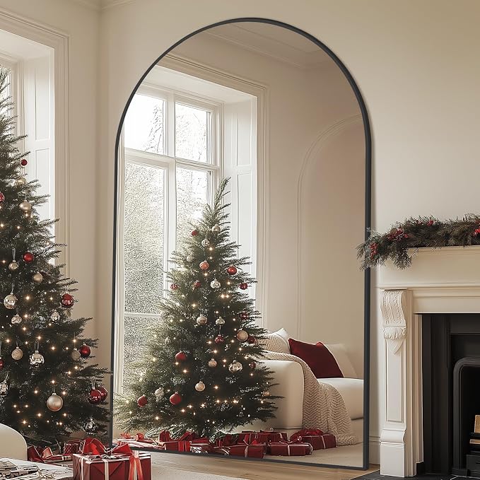Arched Full Length Mirror, Tempered Glass Large Free Standing Mirror