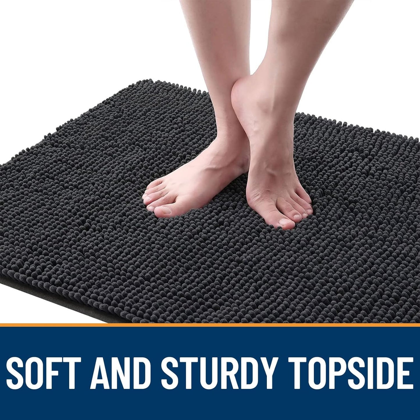 OLANLY Dog Door Mat for Muddy Paws 54x32, Absorbs Moisture and Dirt, Absorbent Non-Slip Washable Doormat, Quick Dry Chenille Mud Mat for Dogs, Entry Indoor Entryway Carpet for Inside Floor, Dark Grey