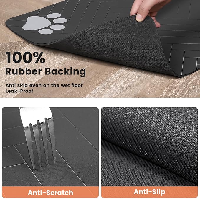 Pet Feeding Mat-Absorbent Pet Placemat for Food and Water Bowl, with Waterproof Rubber Backing, Quick Dry Water Dispenser Mat for Dog and Cat (27"x17", Christmas)
