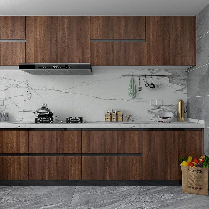 Large Walnut Wood Contact Paper 48x118 inch Peel and Stick Wood Grain Wallpaper