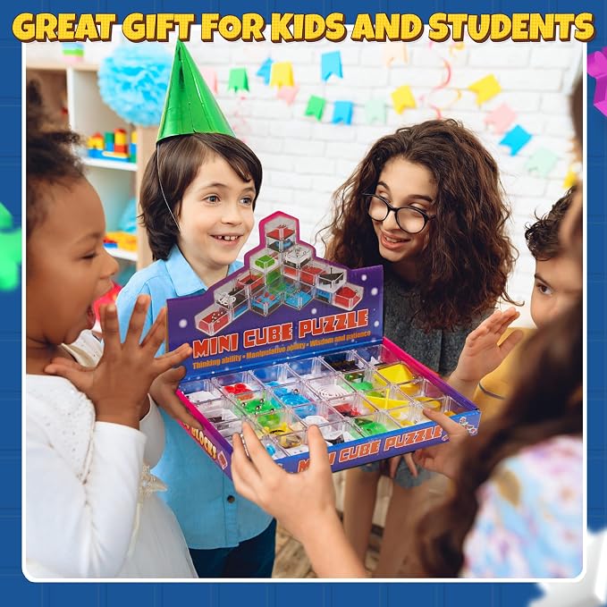 Mini Cube Puzzle Games (72-Pack) 3D Brain Teaser Maze Ball Party Favors | 1.5-In IQ Balance Puzzle Boxes for Kids, Teens & Adults, Mini Games, Stocking Stuffers, Goodie Bags & Carnival Prizes