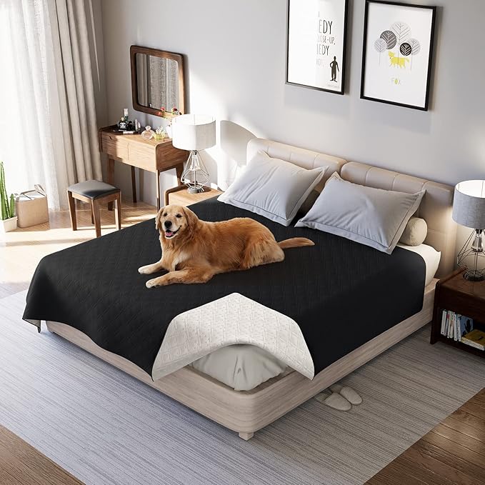 Waterproof Dog Bed Covers for Couch Protection, Water-Resistant Soft Dog Pet Blanket Anti-Slip Dog Blanket for Bed, for Furniture Bed Couch Sofa (Black,82x102inch)