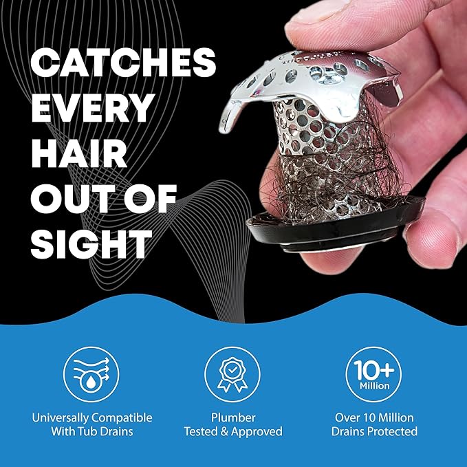 TubShroom Ultra Revolutionary Bath Tub Drain Protector Hair Catcher/Strainer/Snare, Stainless Steel, Stainless Combo