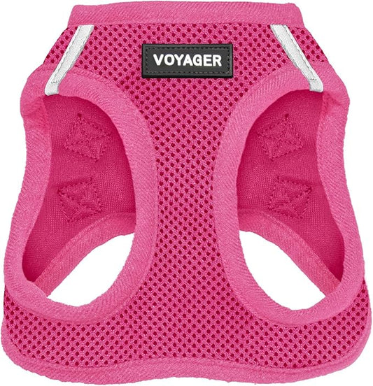 Best Pet Supplies Voyager Step-in Air Harness - All Weather Mesh, Reflective, No Pull Harness for Dogs, Cats - Secure with Hook & Loop Fastener, Buckle, Double D-Rings - Fuchsia, S