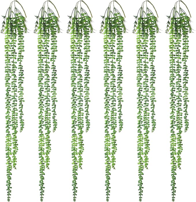 6pcs Artificial Succulents Hanging Plants, Fake Hanging Plant String of Pearls