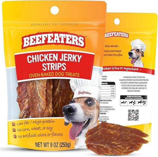 Beefeaters Chicken Jerky Strips for Dogs – Dog Treat. 100% Real Chicken Breast, Grain-Free, No Additives, Perfect for Training & Healthy Growth, Allergy-Friendly