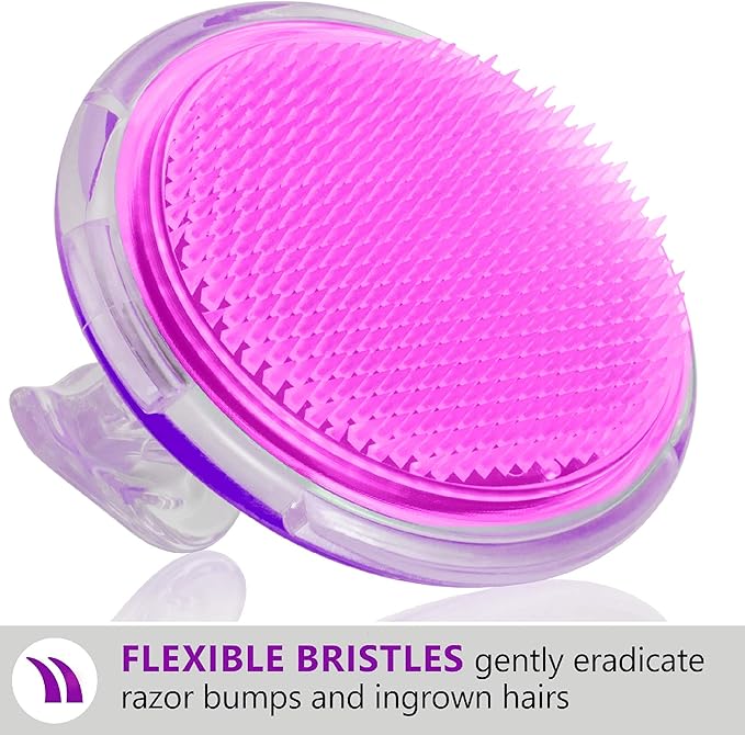 Dylonic 3pk Exfoliating Brush and Precision Tweezers for Ingrown Hair Treatment for Bikini Area, Razor Bumps Shaving Irritation - Silicone Scrubbers Gift Set, Body + Face Skin Exfoliator Brush