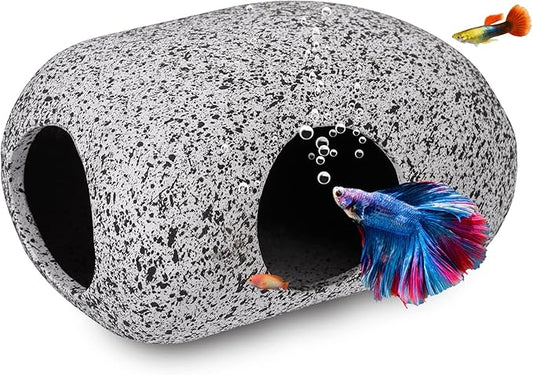 Aquarium Decorations Cave Fish Tank Accessories Rock Decor for Shrimp Cichlid Hiding Breeding Small Fish Bowl Hide Decoration Betta Toys Hideout Stones House（Small）
