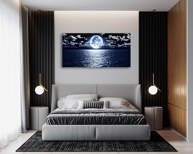 Cao Gen Decor Art S06975 Wall Art Canvas Prints Moon Sea Ocean Landscape 1