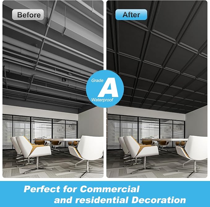 Art3d Drop Ceiling Tiles 48x24, Decorative PVC Ceiling Panels, Waterproof
