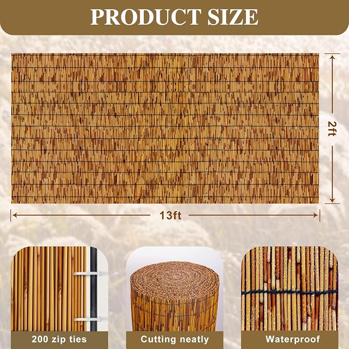 Bamboo Fencing–Handwoven, Bamboo wall Panel Outdoor Privacy Reed Screening