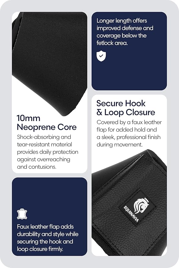 Equinavia Toki Bell Boots for Horses | Neoprene Overreach Boots - Black - S