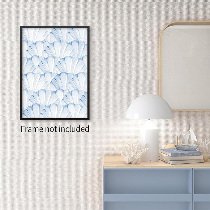 Light Blue Shell Poster Vintage Coastal Cowgirl Wall Art Modern Fashion Preppy