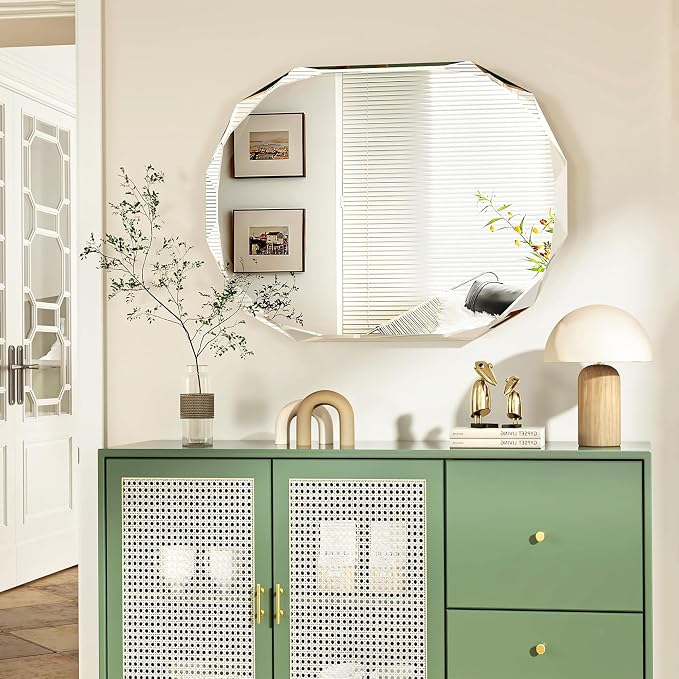 Bathroom Mirrors for Over Sink, Round Frameless Mirrors for Wall, 20x28 Inch