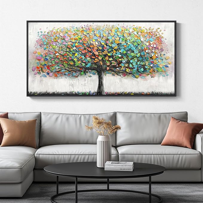Large Framed Tree of Life Colorful Wall Art, Modern Canvas Prints Paintings