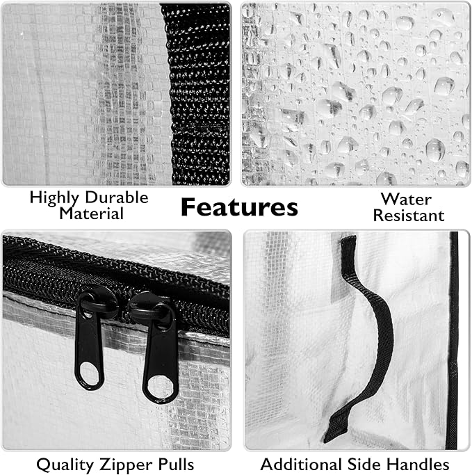 ClearSpace Heavy Duty Moving Bags or Storage Bags – Clear Storage Bins with Lids, Large Moving Boxes with Backpack Straps & Zippers – Packing Bags & Moving Supplies for College Dorm- 8 Pack