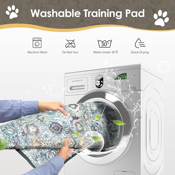 Washable Pee Pad for Dogs Extra Large, 72" x 72" Reusable Puppy Pads Waterproof Dog Rugs, Super Absorbent, Leakproof, Dog Crate Pad, Playpen Mat, Whelping Pads, Vintage