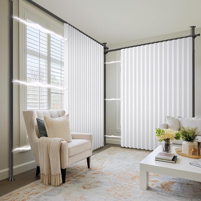 100% Blackout Room Divider Curtains Sets White W100 x L84 in 2 Panels No Drill