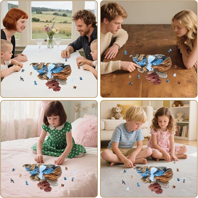 MEATRN Wooden Puzzles for Adults, Animal Wood Jigsaw Puzzles, 509 Pcs | Cute Little Girl Kissing Puppy, Heartwarming Parent-Child Game, Birthday Gift for Kids Home Decor, 16.8x17 in