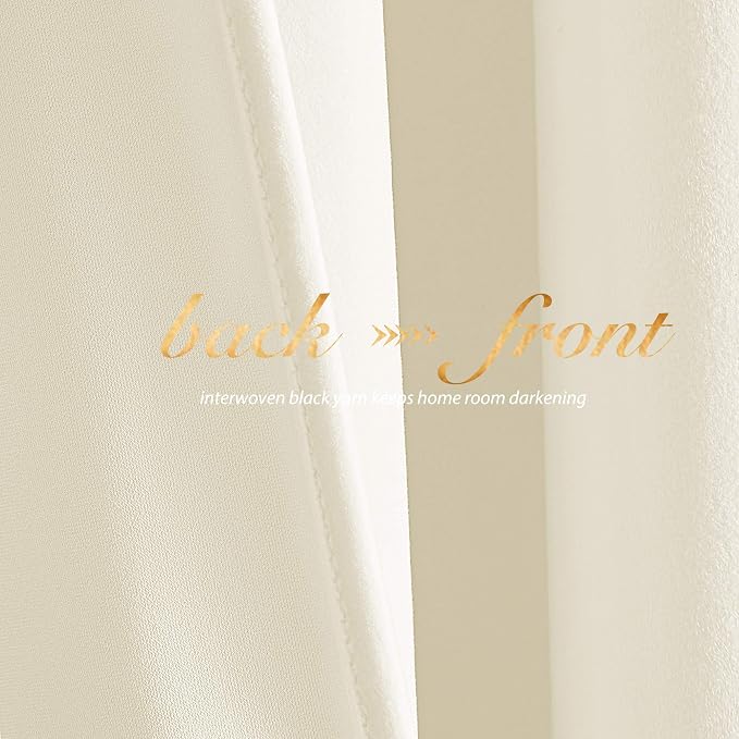 NICETOWN Thermal Insulated Velvet Curtains Ivory 96 Inch Length, Heavy Duty