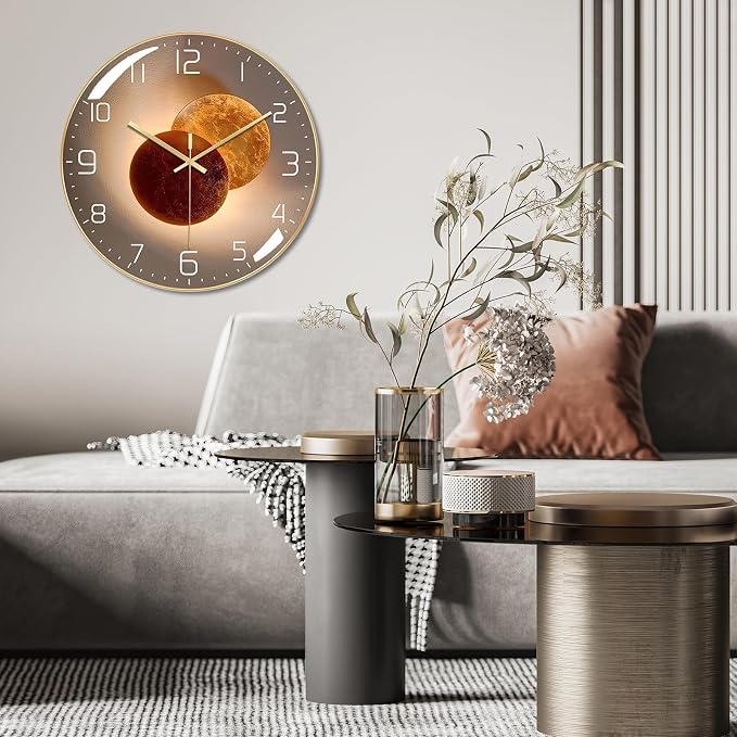 Ergocar Wall Clock, Art Deco Wall Clock, Non-Ticking Silent Modern Metal Wall