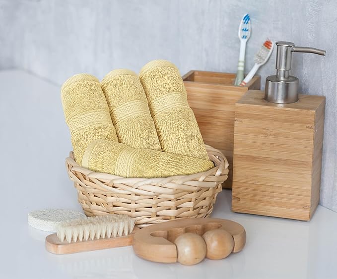 Utopia Towels 8-Piece Premium Towel Set, 2 Bath Towels, 2 Hand Towels, and 4 Wash Cloths, 600 GSM 100% Ring Spun Cotton Highly Absorbent Towels for Bathroom, Gym, Hotel, and Spa (Beige)
