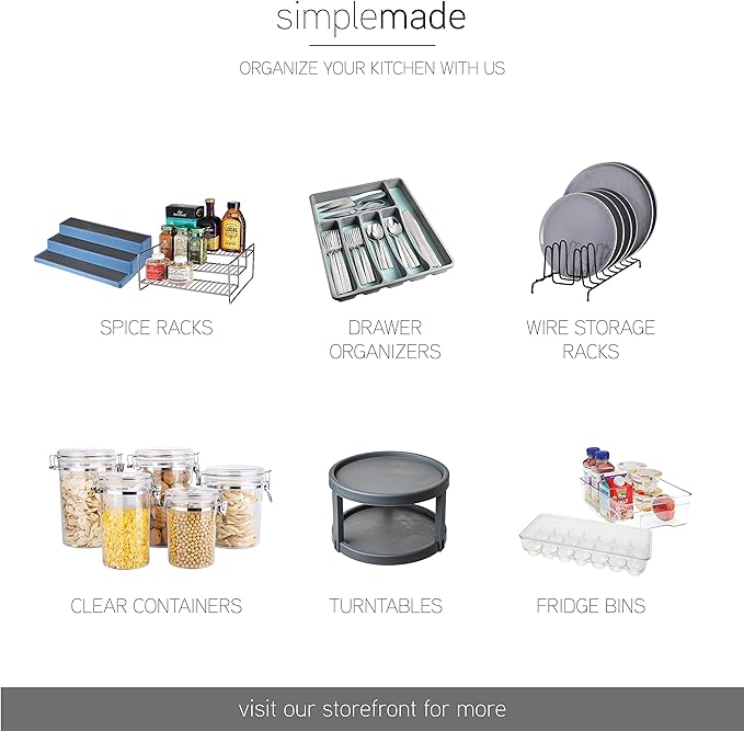 SIMPLEMADE 3-Tier Spice Rack Organizer - Versatile Storage Shelf for Kitchen, Bathroom, Bedroom & Office, Set of 2, Clear