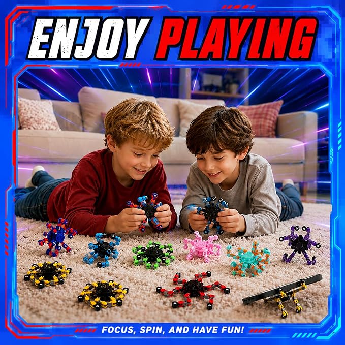 18PCS Transformable Fidget Spinners, Bulk Sensory Fidget Stress Relief Toys for Kids Boys, Age 8-13 Fingertip Gyros Party Favors Birthday Gifts