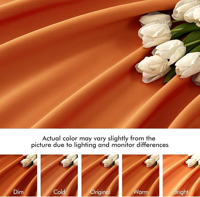 MIULEE Orange Back Tab Blackout Curtains 102 Inch Long 2 Panels Set