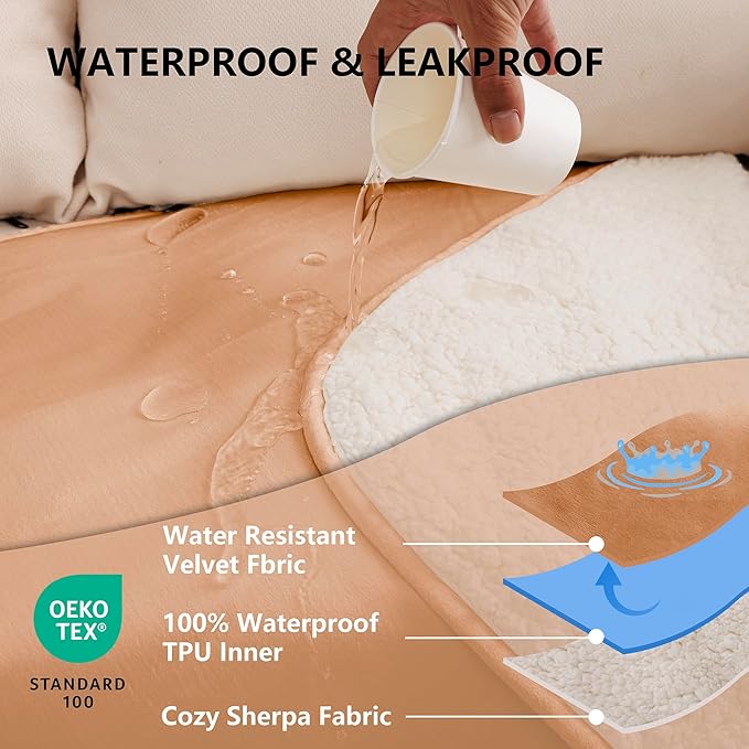 Waterproof Dog Blanket for Medium Dog, Leak Proof Pet Couch Sherpa Throw Blankets for Cat, Reversible Sofa Bed Protector Machine Washable-30 x40,Orange