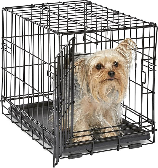 MidWest Homes for Pets 18-Inch iCrate for Tiny Breeds, Up to 10 lbs, Single Door Folding Dog Crate with Divider Panel, Leak-Proof Tray & Secure Latch, Portable, Durable & Easy to Assemble