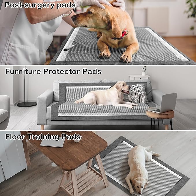 MIZOK Pee Pads for Dogs - Large 28x34 Inches, Charcoal Puppy Pads, Absorbs Up to 8 Cups of Urine, 6-Layer Leak-Proof Wee Wee Pads (40 Counts)