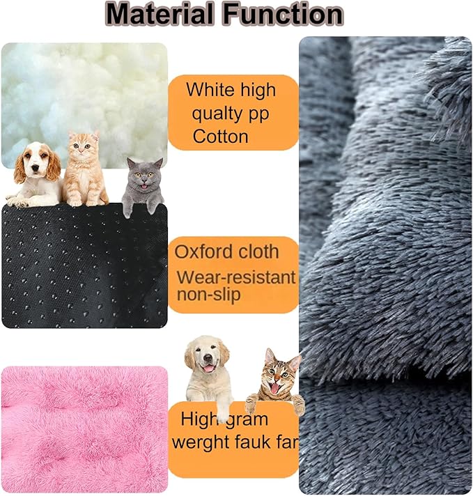 Dog Crate Mat, Dog Bed for Large Dogs, Comfy Fluffy Kennel Pad Anti-Slip for Dog beds & Furniture, Quilted Dog Bed for Pets for Medium/Small Dogs Cats (Color : Pink 3, Size : 36x25)