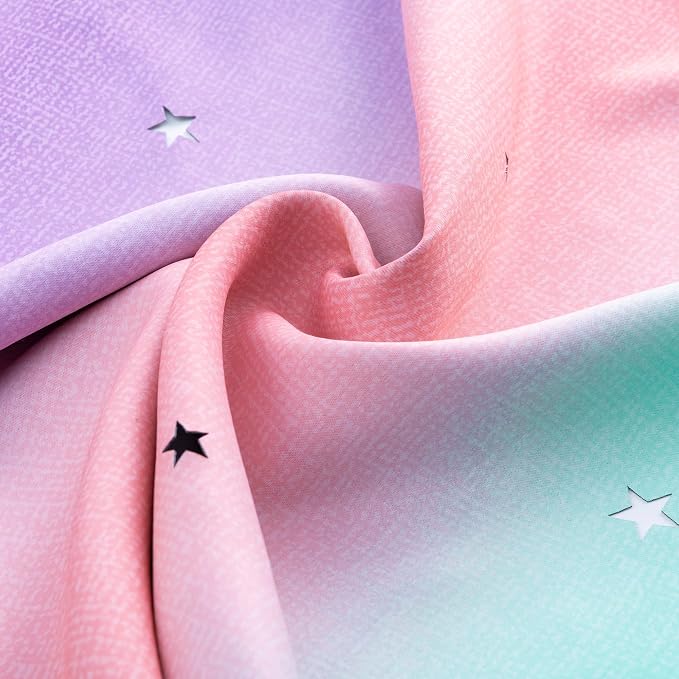 XiDi Curtains for Bedroom Kids Rainbow Pink Purple Green Curtains for Girls
