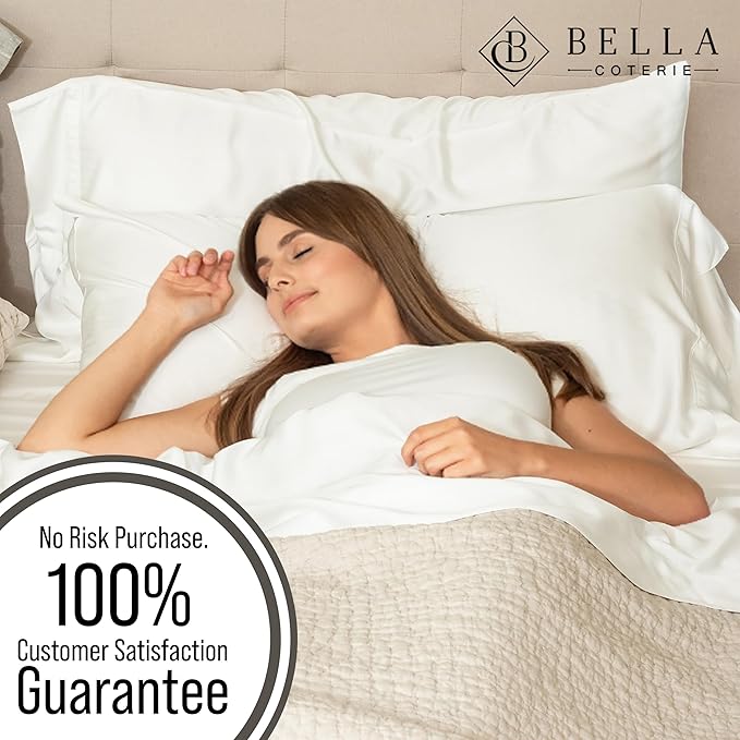 Bella Coterie Luxury Bamboo Viscose Twin XL Size Sheet Set | 100% Organically Grown | Ultra Soft | Cooling for Hot Sleepers | 18" Deep Pocket [Ivory]