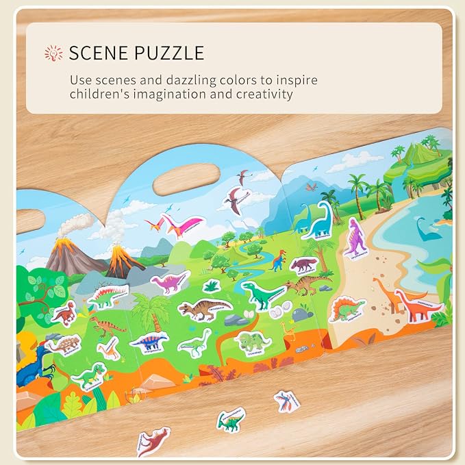 Jelly Reusable Sticker Books, Portable Travel Toys Sticker Activity Book for Kids 3+ Year Old Girls Boys, Animal Insect Dinosaur Ocean Space Car
